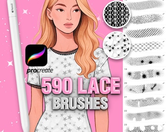 Procreate Spitzenstrukturbürsten: 590+ Texturbürsten-Set für Tüllgewebe