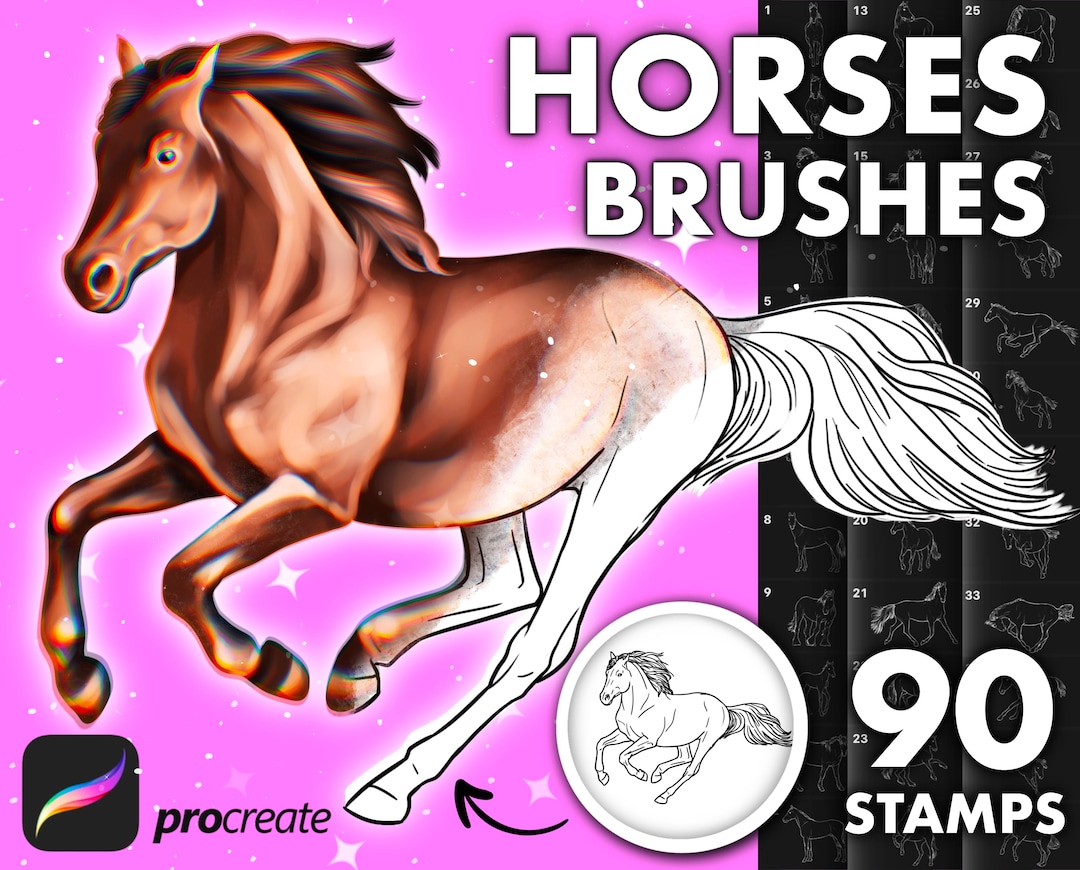 Procreate Horses Brushes. Procreate Horse Stamp Brush. Procreate