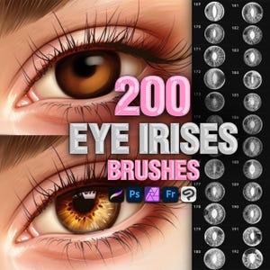 200 Eye Iris Photoshop Brushes: Portrait Female Stamps (Digital Download)