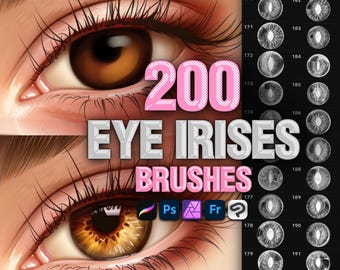 200 Eye Iris Photoshop Brushes: Portrait Female Stamps (Digital Download)