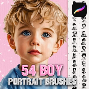 Procreate Male face brushes. Procreate portrait brushes. Procreate boy portrait brushes. Procreate guy kid brushes. Procreate chibi brushes