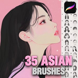 Procreate Asian Face brushes. Procreate portrait brushes. Procreate cute woman face brushes. Procreate Korean, Japanese, Chinese face brush