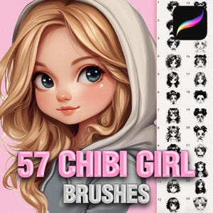 Procreate Chibi Brushes. Procreate female brushes. Procreate anime manga brushes. Procreate portrait brushes. Procreate Girl Female brushes