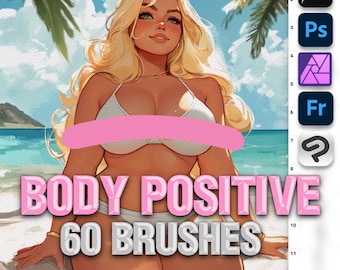 Lichaamspositieve vrouwelijke penselen voor Photoshop, Procreate, Clip Studio