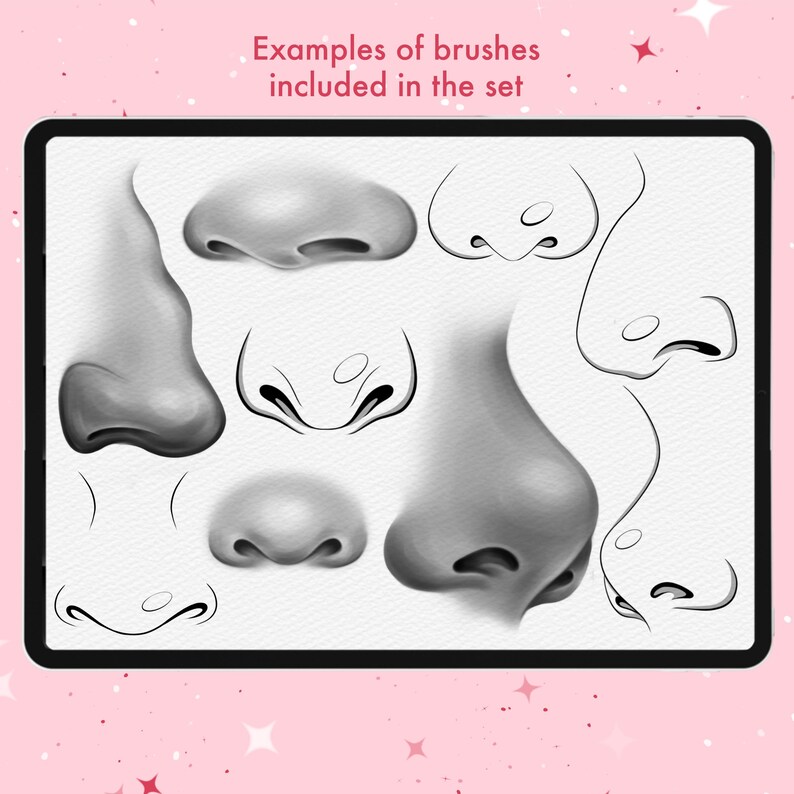 Nose Brushes. Noses Stamp. Female Face