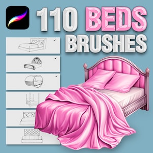 Procreate interior beds brushes. Procreate sofas stamps. Procreate bedrooms