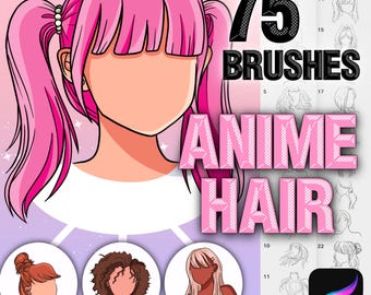 Procreate Anime Hair Brushes. Procreate Manga Hairstyle brushes. Procreate Chibi brushes. Procreate female portrait brushes