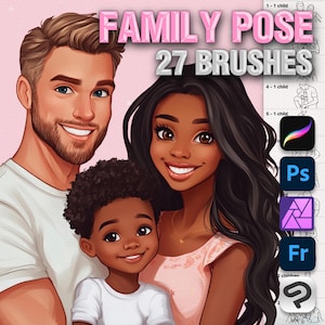 Photoshop family brushes. Photoshop kids brushes. Photoshop couple pose stamp. Clip Studio love family brushes. Photoshop body reference