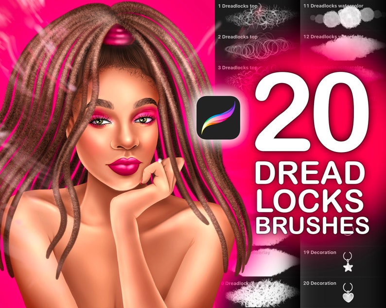 Procreate Dreadlocks Brushes. Afro Hair Brush. Hair Brushes. Etsy