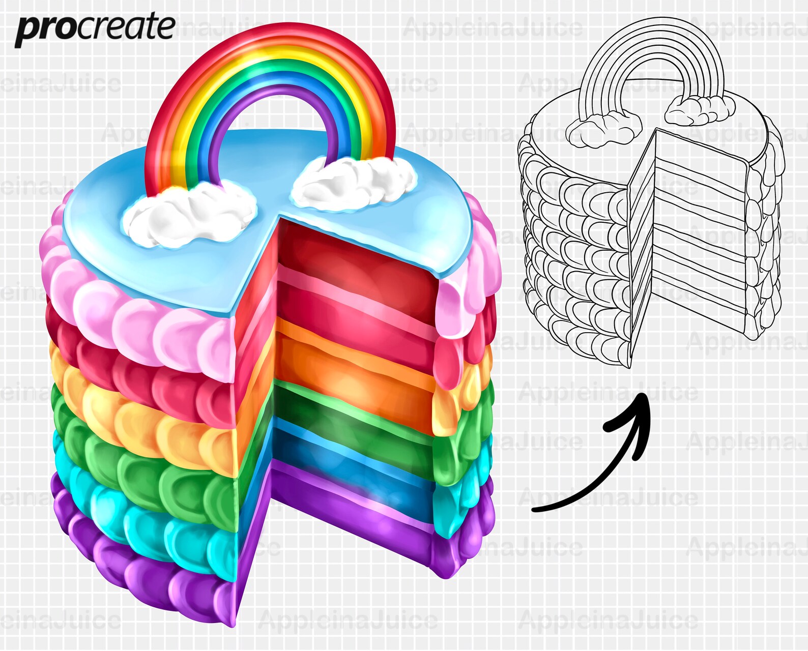 Procreate Cakes Brushes. Procreate Frosting. Procreate Bakery Etsy