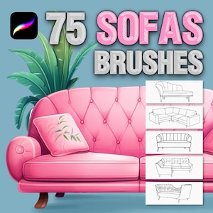 Procreate interior brushes. Procreate sofas brushes. Procreate sofa chair stamps