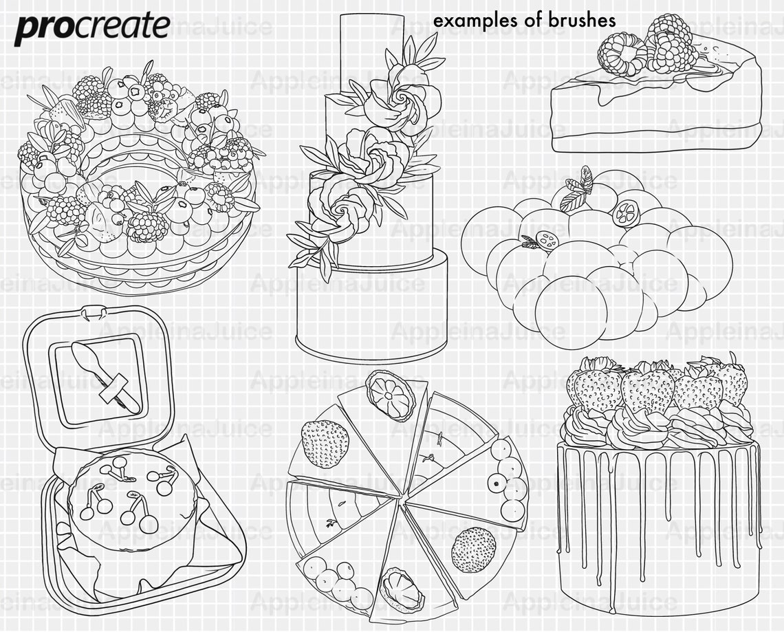 Procreate Cakes Brushes. Procreate Frosting. Procreate Bakery Etsy