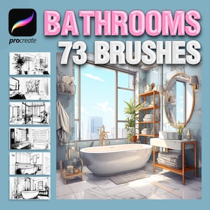 Procreate interior brushes. Procreate Bathroom stamp brushes