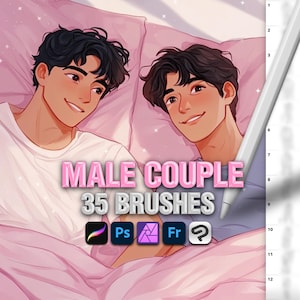 Para mężczyzn pozuje pędzlami - Photoshop, Procreate, Clip Studio