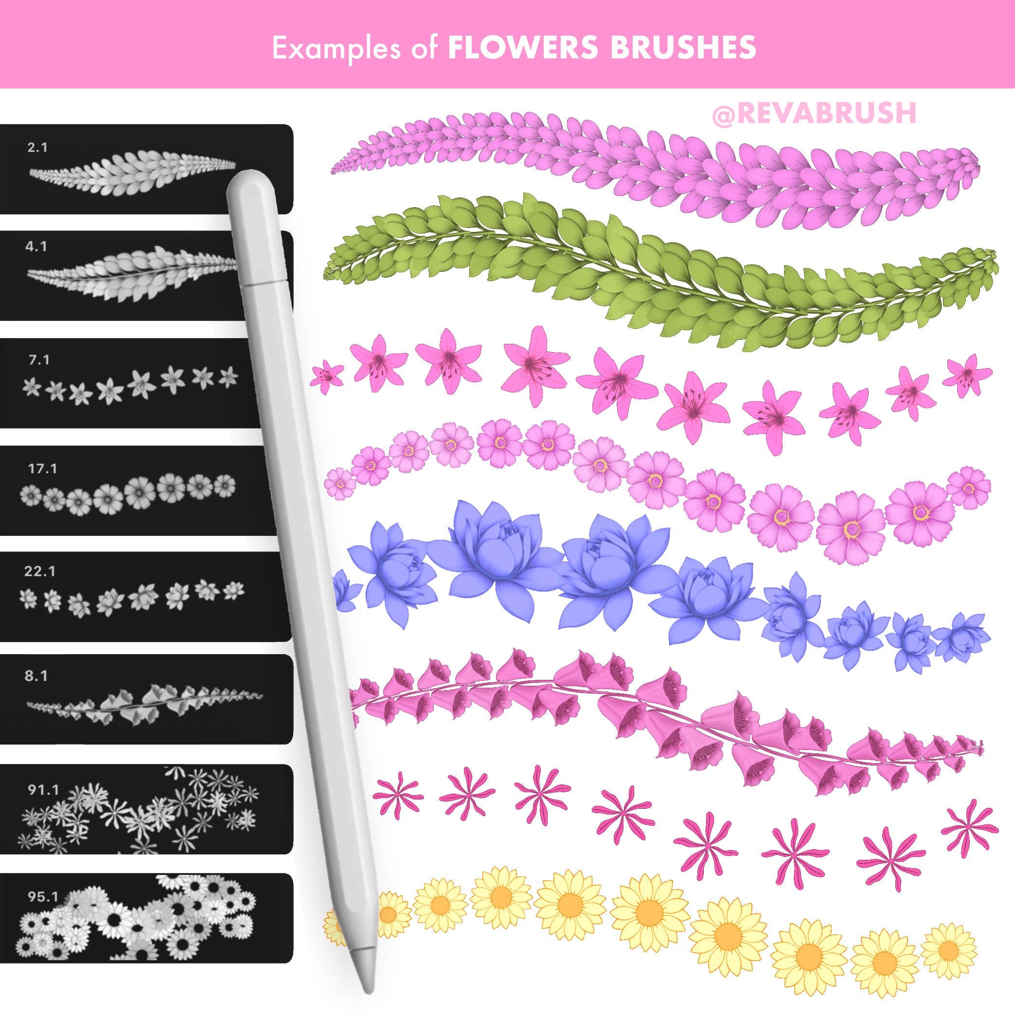 270 Procreate Flowers Outline Brushes — Flora, Nature, Plants Stamps - Etsy