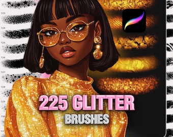 225 Procreate Glitter Texture Brushes, Shimmer, Metallic