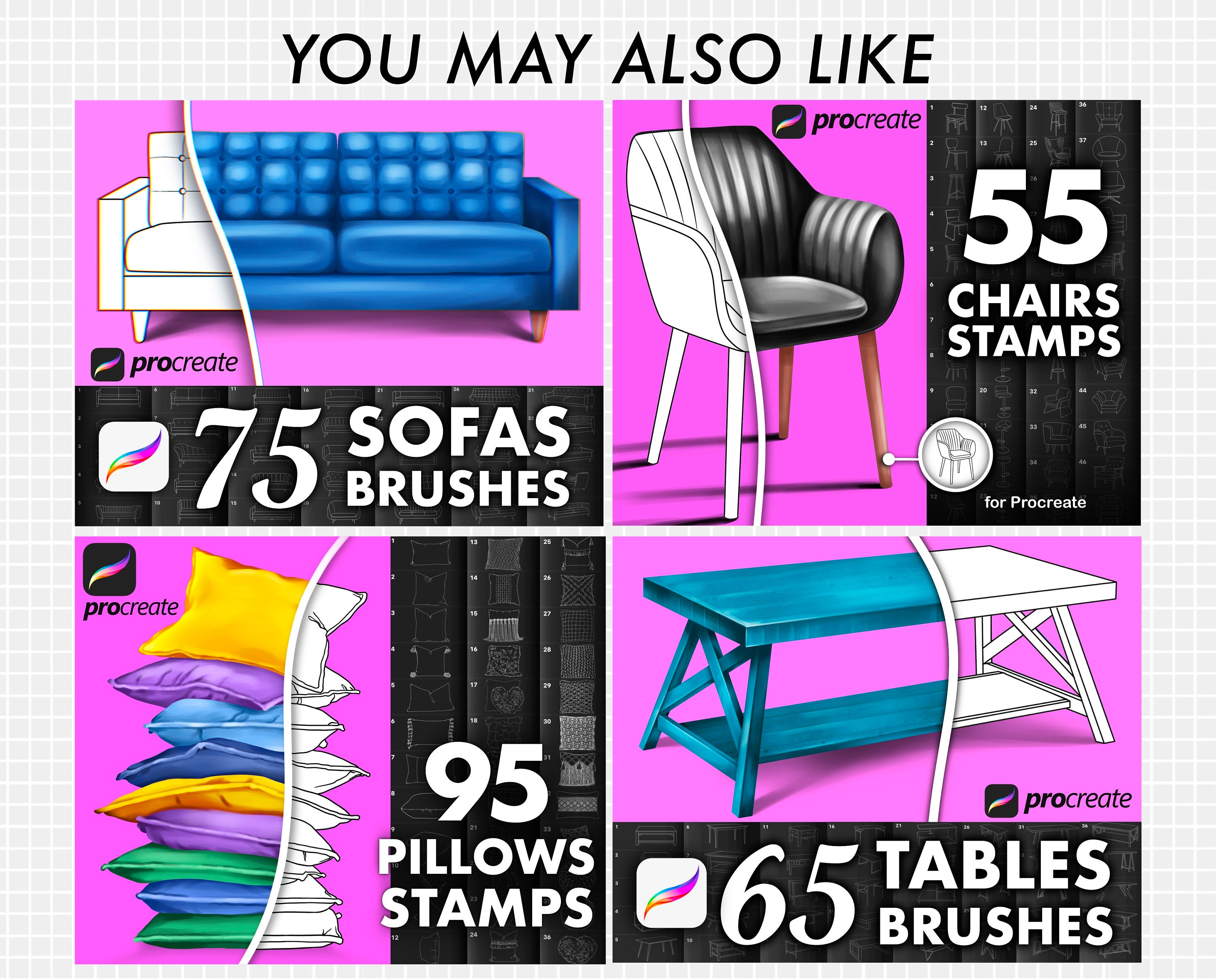 Procreate Interior Brushes. Procreate Tables Stamps. Procreate Etsy