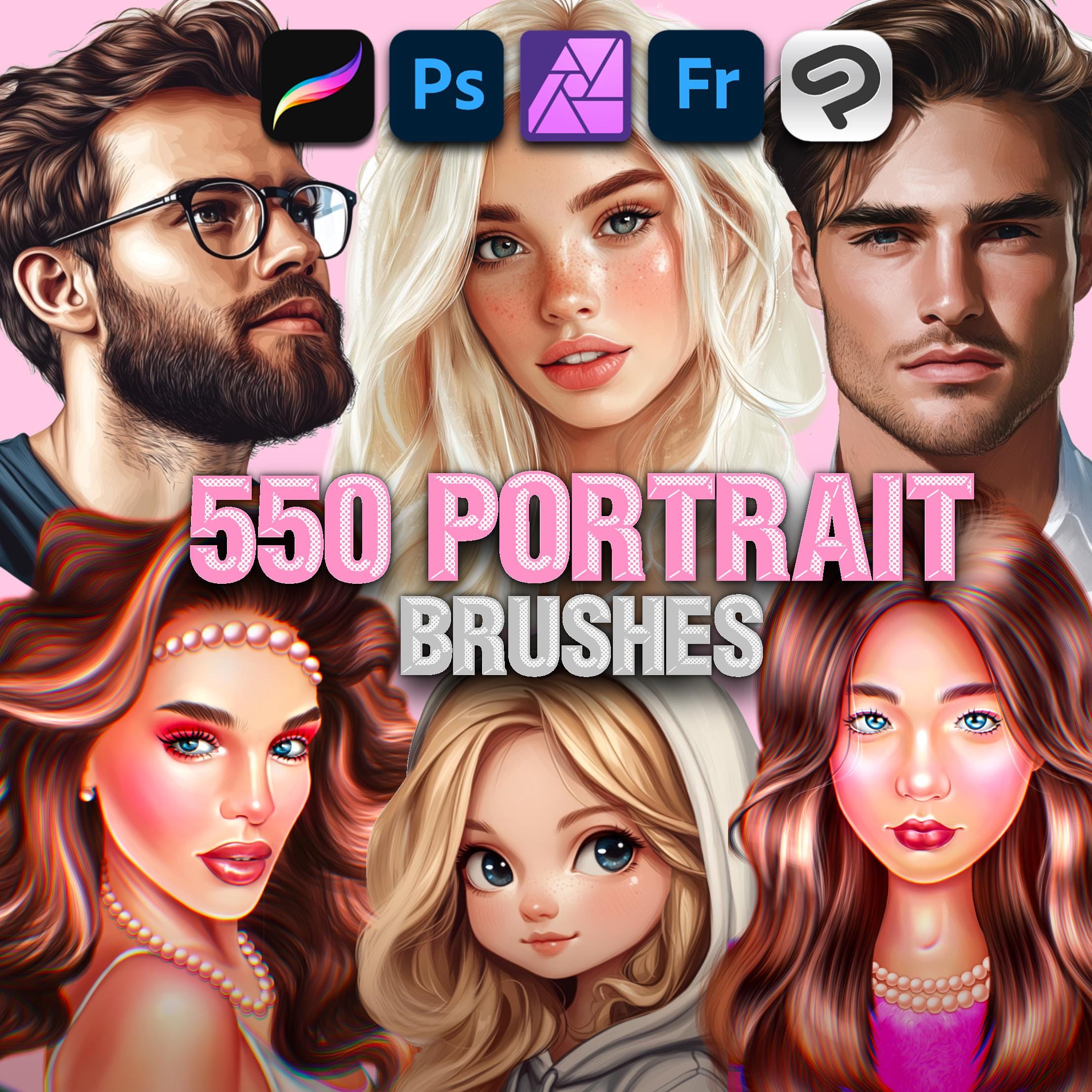 Photoshop portrait brushes. Photoshop face brushes. Photoshop Female portrait brushes. Clip Studio Male portrait brushes. Clip Studio face
