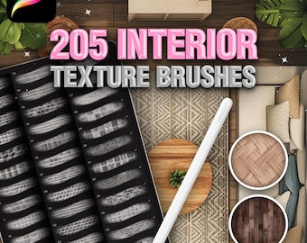 Procreate Interior texture brushes. Procreate architecture brushes. Procreate wood, stones, stucco, sketch plan, tile brushes