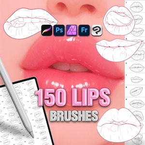 150 Weibliche Lippen Pinsel für Procreate, Photoshop, Clip Studio, Affinity