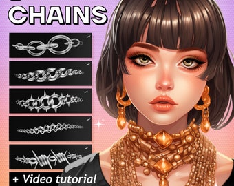 Procreate Chain Brushes: 75 Jewelry & Portrait Design Brushes (Digital Download)