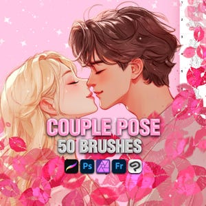 50 Couple Pose Brushes for Photoshop, Procreate, Clip Studio