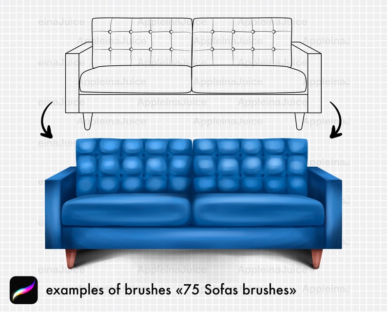 Procreate Interior Brush. Procreate Sofas Stamps. Procreate Etsy Ireland