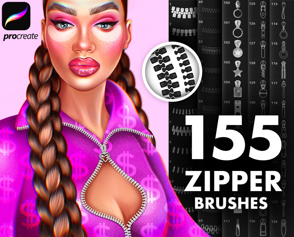 Procreate Zipper Brushes. Procreate Zip Brush Set. Brushes for Etsy