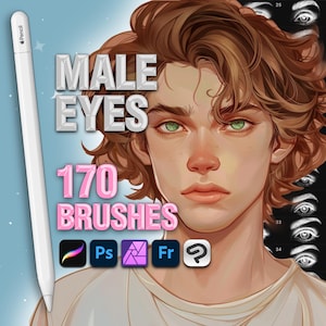 Photoshopの男性の目用ブラシ。Clip Studioのポートレート用目用スタンプ