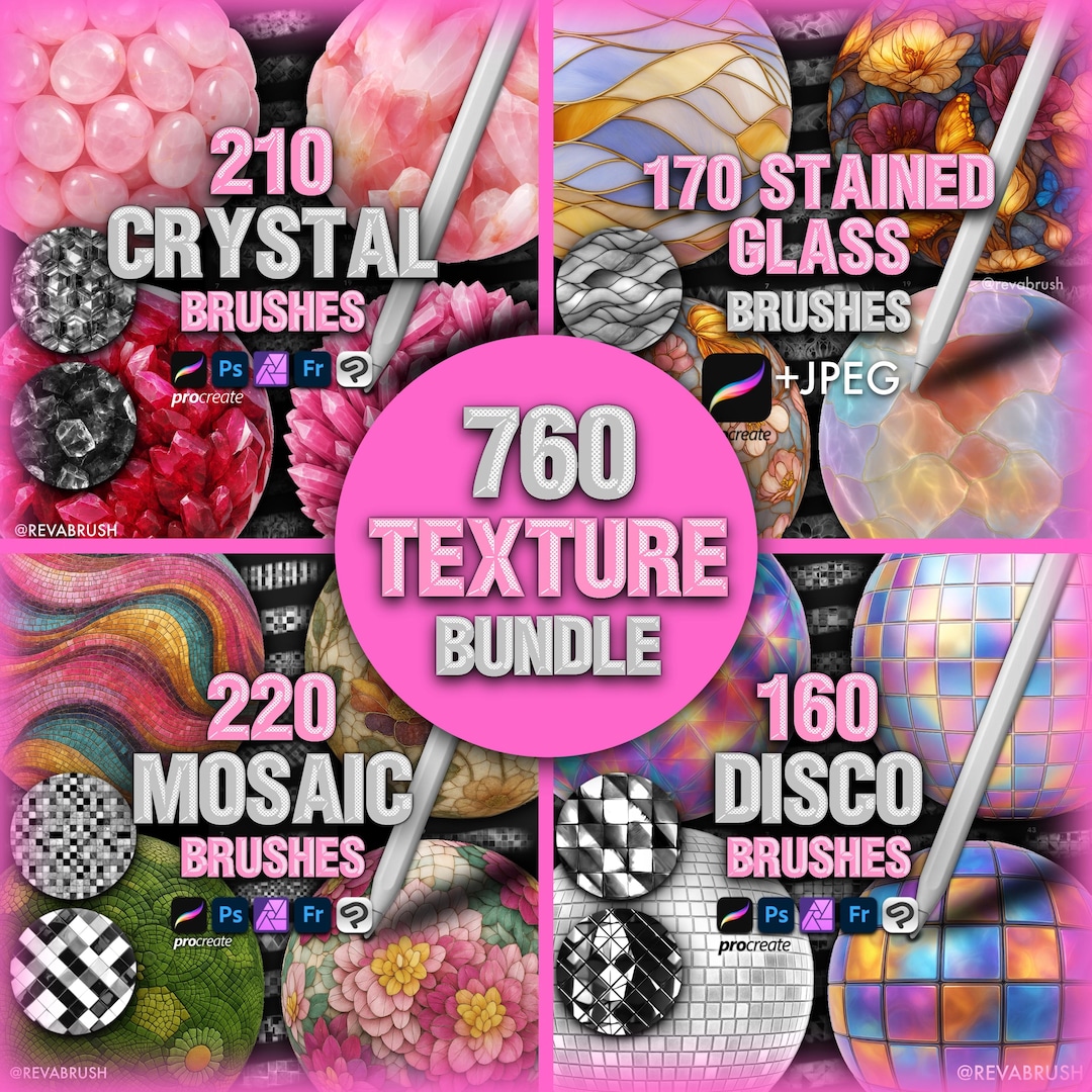 Procreate Texture BUNDLE Brushes — 760 Crystal, Mosaic, Glass - Etsy