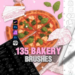 135 Bakery Food Brushes, Procreate, Photoshop, CSP, Affinity