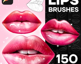 Procreate Lips stamps brushes, Procreate portrait face brushes. Lip Guide Brushes for Procreate