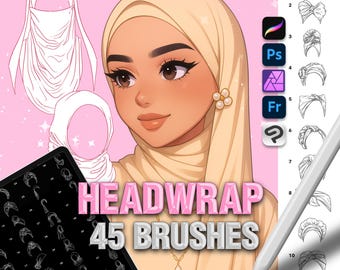 Procreate Headwear stamp brushes. Photoshop Fashion Hat Clothes brushes