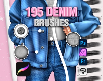 195 Procreate Denim Texture Brushes: Fabric Brush Set (Digital Download)