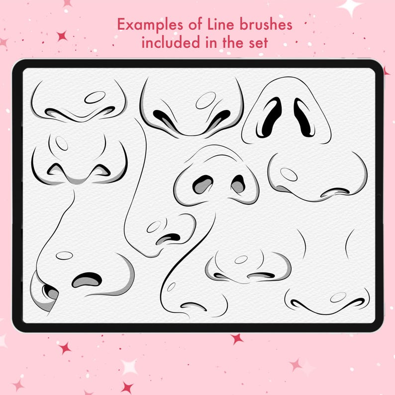 Nose Brushes. Noses Stamp. Female Face
