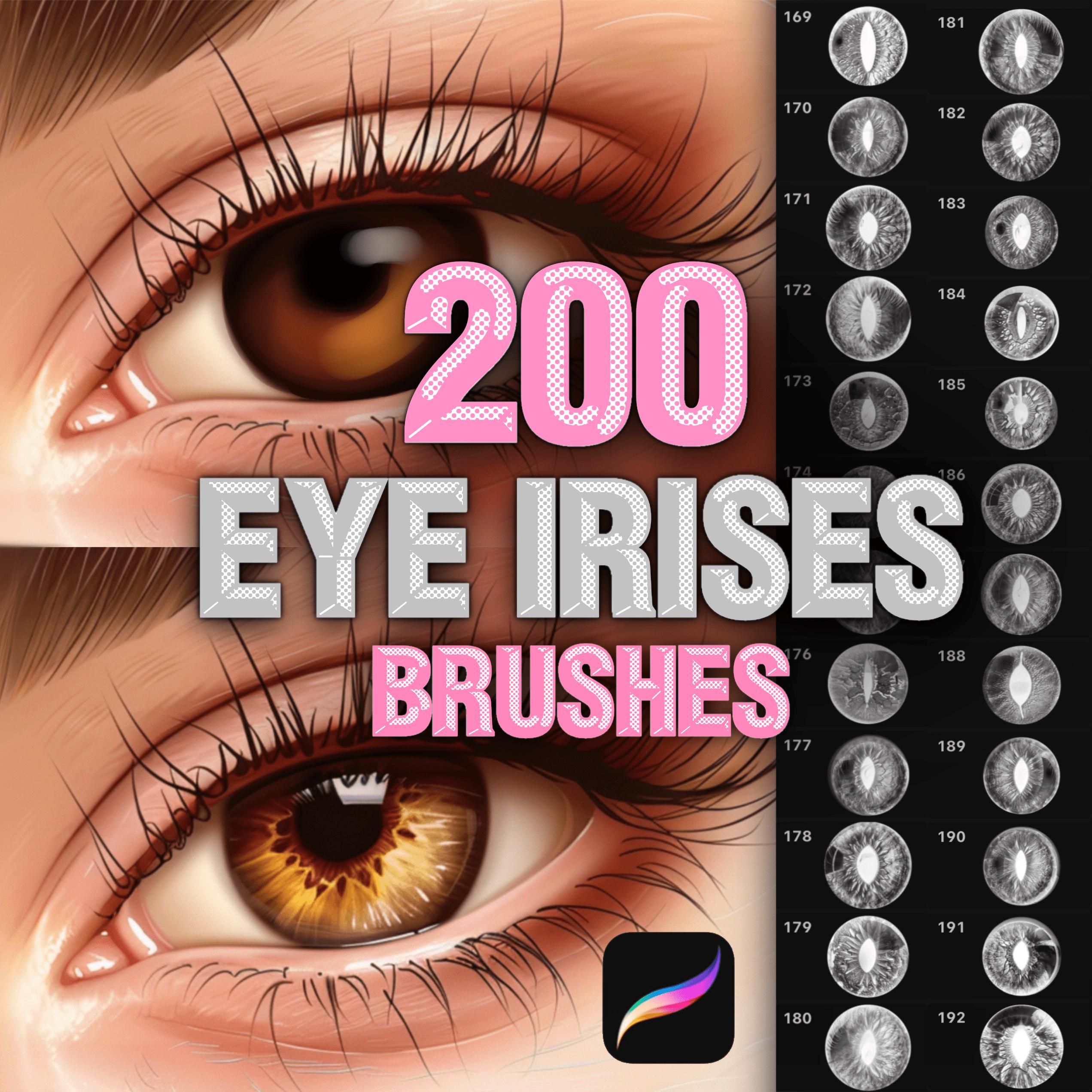 Procreate Eye Iris Brushes & Stamps – 200 Realistic Irises for Female Portraits - Image 1