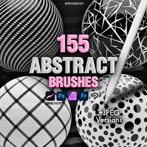 155 Abstract Line Fabric Brushes for Procreate + JPEG – Geometric Pattern & Comics Texture Pack