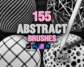 155 Abstract Line Fabric Brushes for Procreate + JPEG – Geometric Pattern & Comics Texture Pack