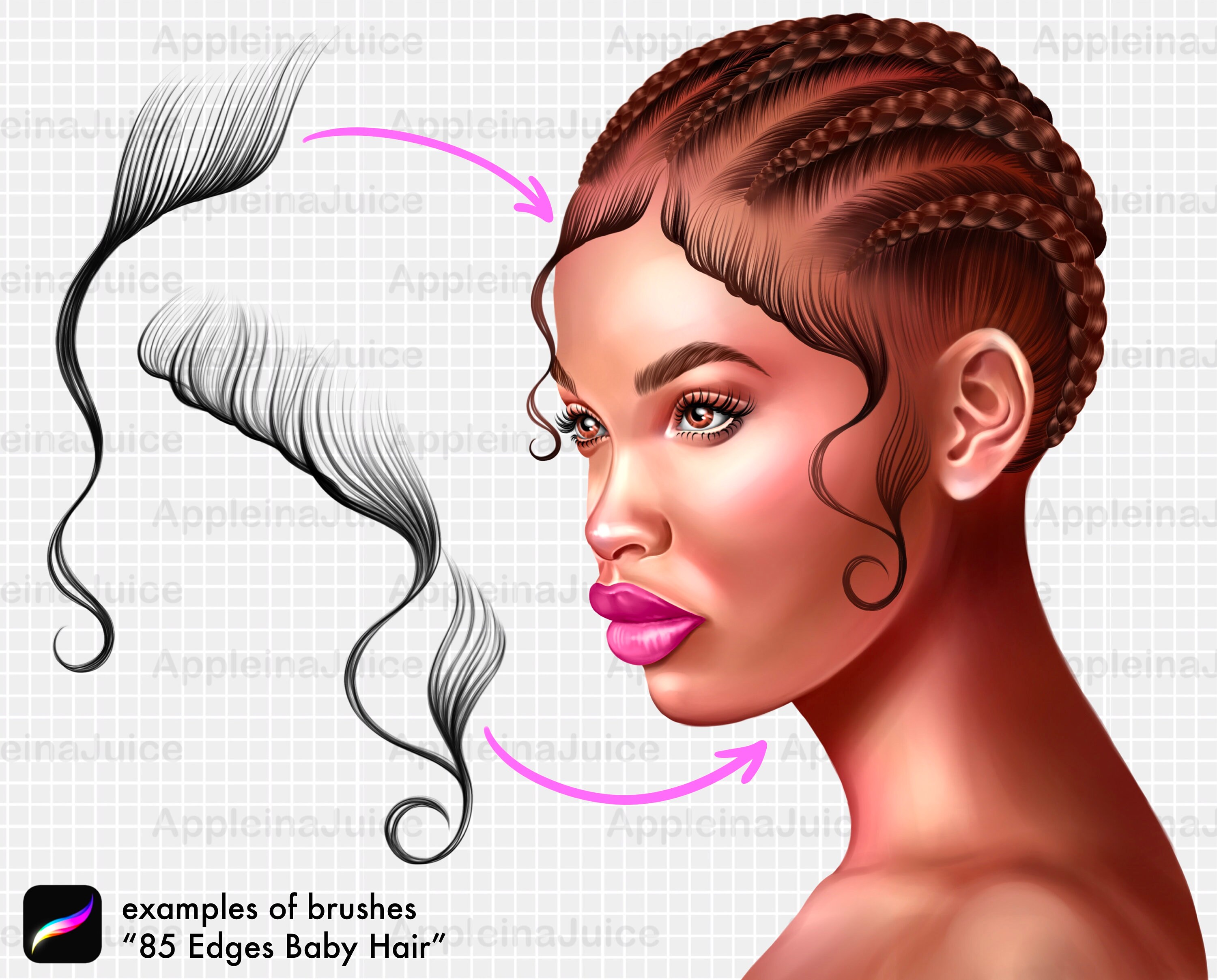 Procreate Hair Brushes. Procreate Slayed Edge Stamp. Procreate Etsy UK