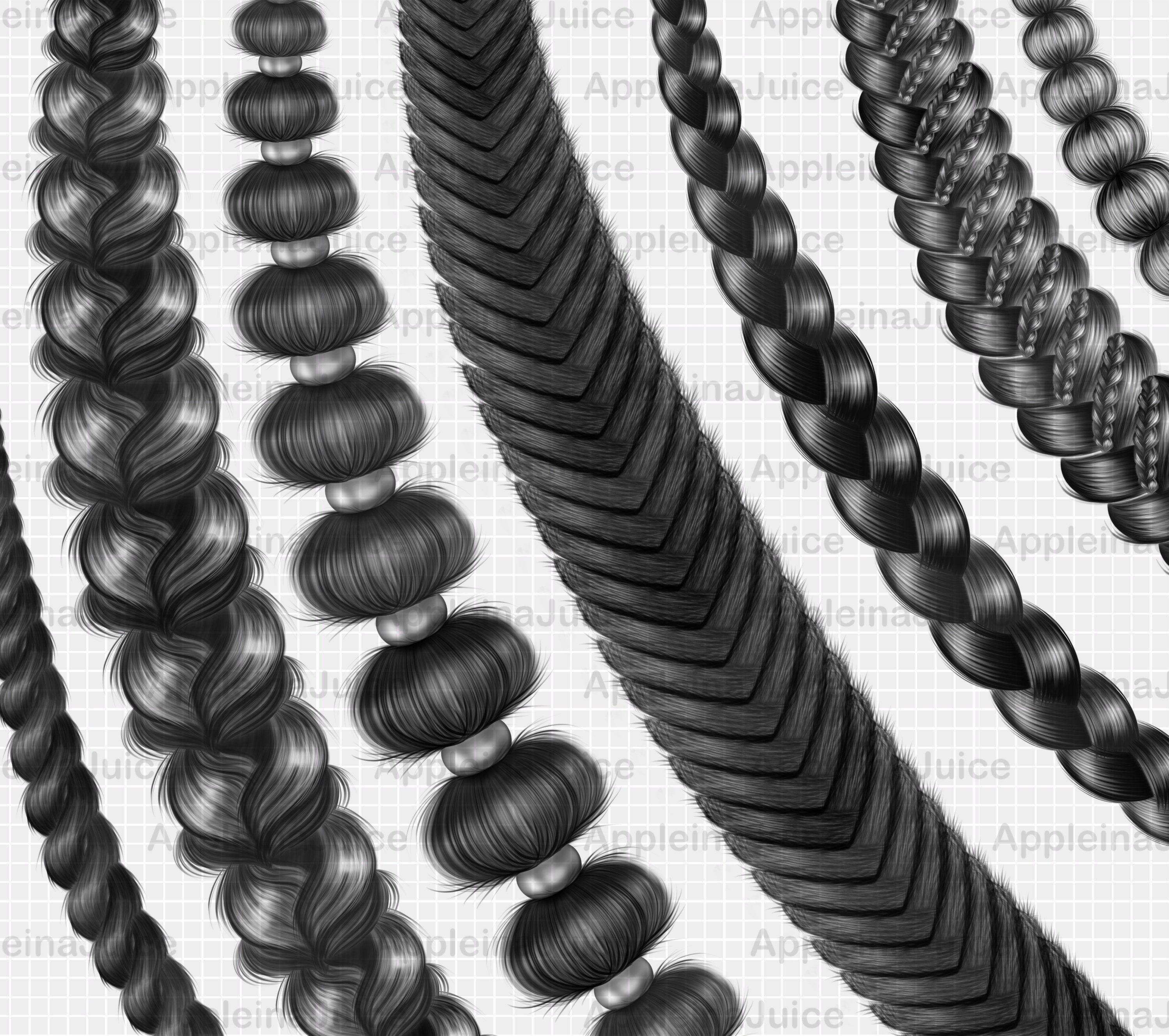 Procreate Hair Brushes. Procreate Braids Brushes. Procreate Etsy