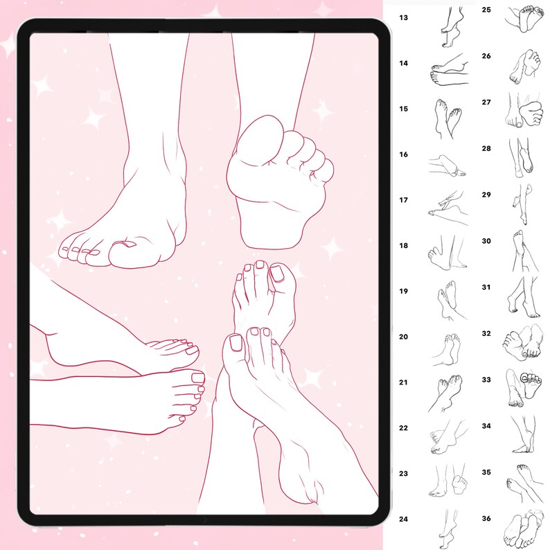 Procreate Legs Procreate Legs & Feet Brushes: 50 Anatomy Foot Stamps (digital Download ...