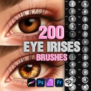 Photoshop eye brushes. Photoshop eyes iris stamps. Photoshop female portrait