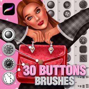 Procreate Button Brushes. Procreate Fashion brushes. Procreate Sewing Stitching brushes. Procreate Fabric, denim, lace, knit brushes