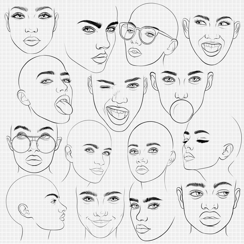 Procreate Face Brushes. Procreate Face Chart. Portrait Stamps. Etsy