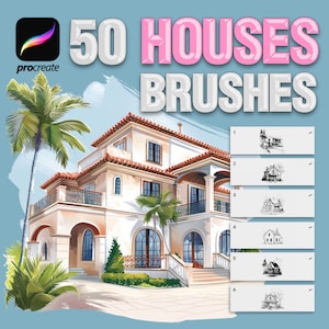 Procreate Houses Stamp Brushes, Procreate House Brushes, Procreate Building Templates, Procreate Home Guide Sketch