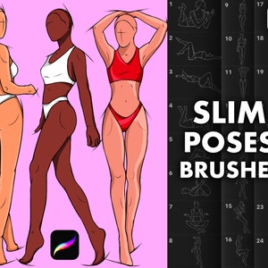 Procreate female brushes. Procreate body stamps. Procreate pose brushes