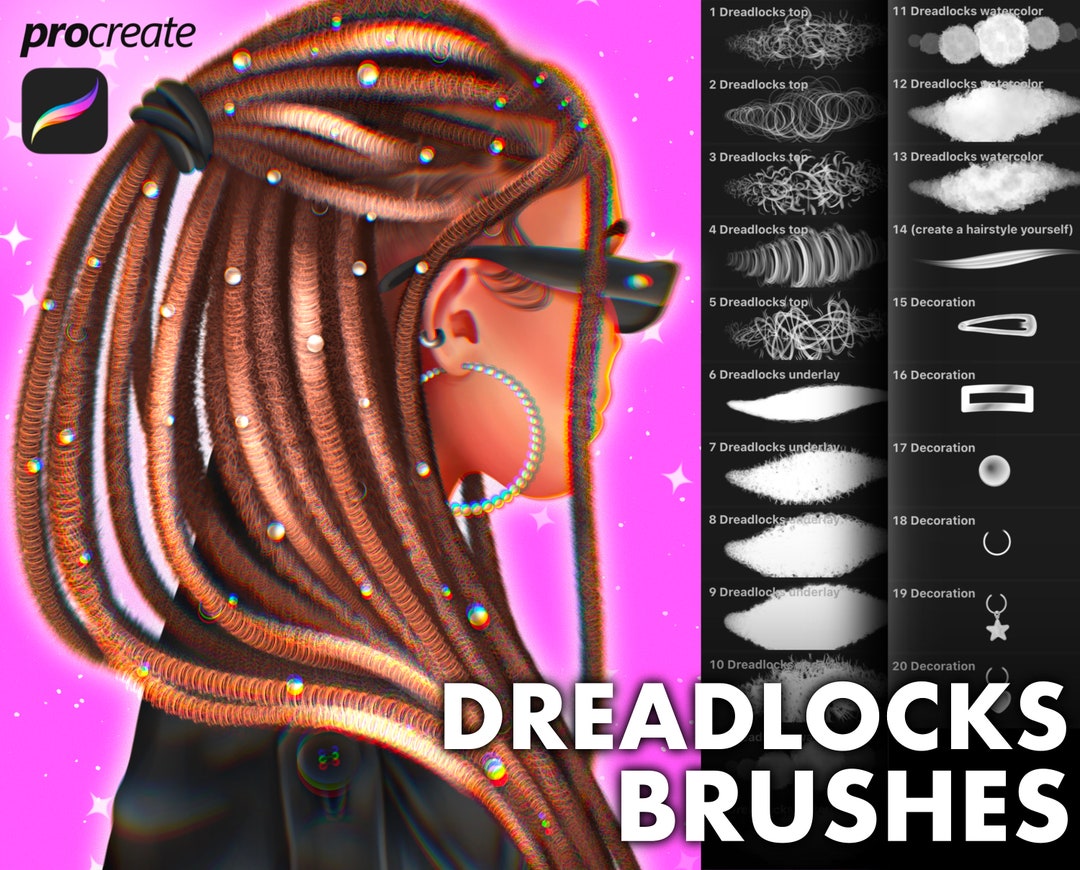 Procreate Dreadlocks Brushes. Procreate Black Afro Hair Brush