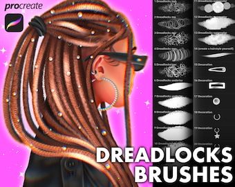 Procreate Dreadlocks Brushes. Procreate black afro hair brush. Procreate Hair brush set. Procreate portrait brush