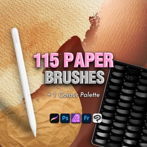 115 papiertextuurborstels: Photoshop, Procreate, Clip Studio