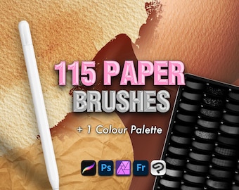 115 pinceles con textura de papel: Photoshop, Procreate, Clip Studio